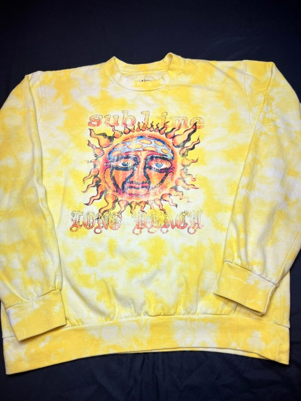 Sublime Long Beach Sun Tie Dye Crewneck Sweatshirt Y2K Grunge Skater Concert
